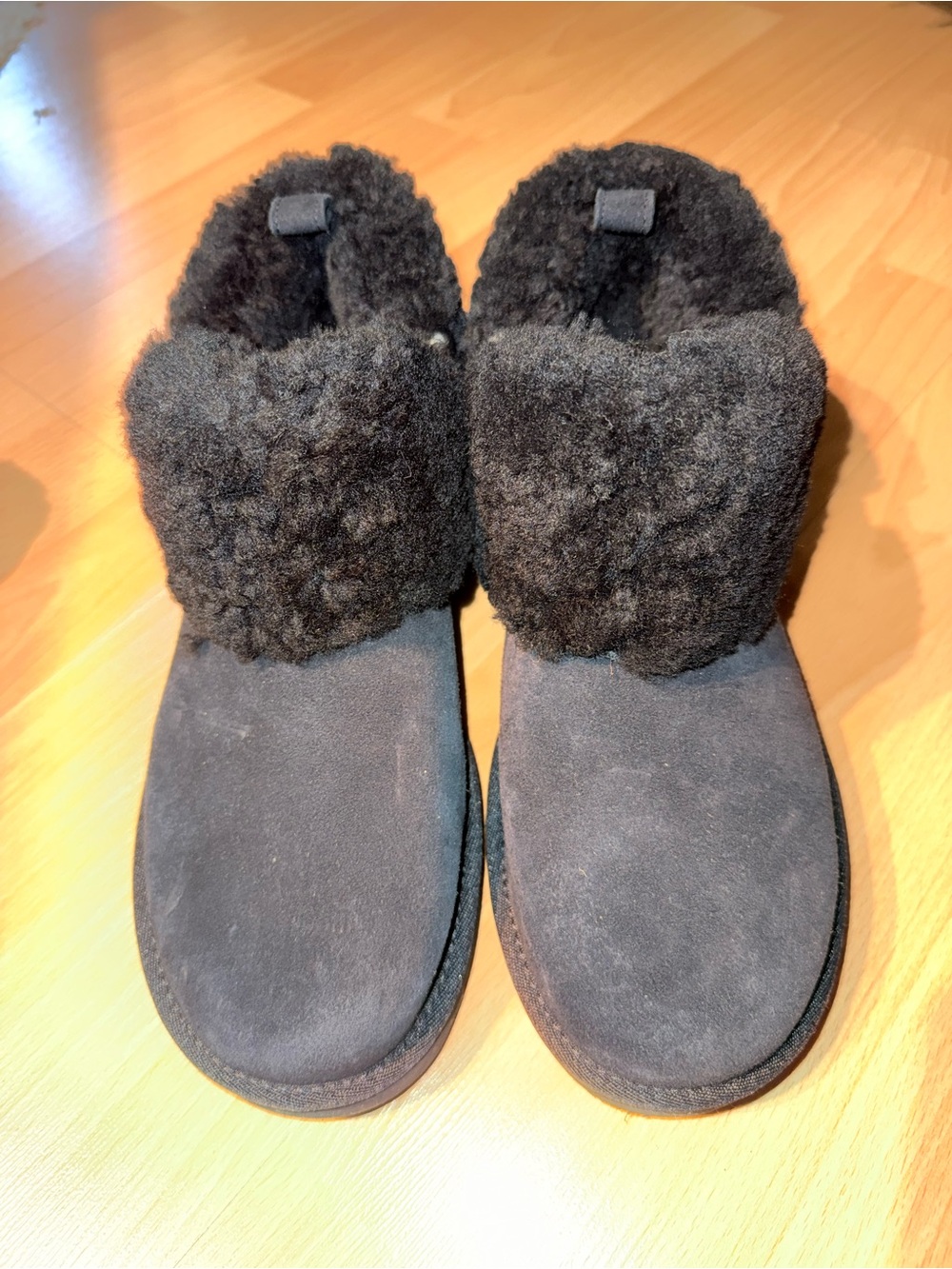 UGG Black Shearling Cuff Ankle Boots